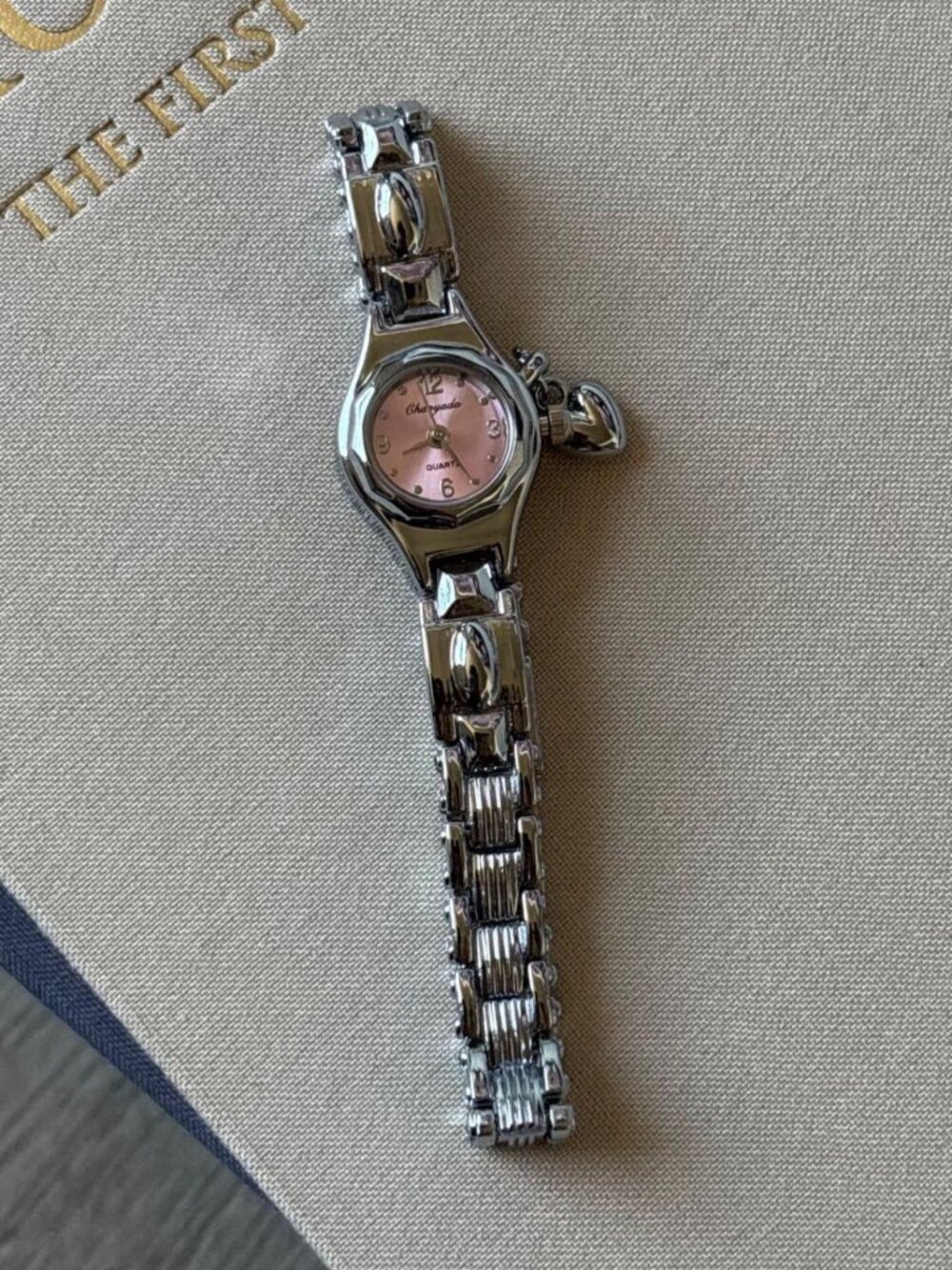 Silver Heart Charm Preppy Bracelet Watch